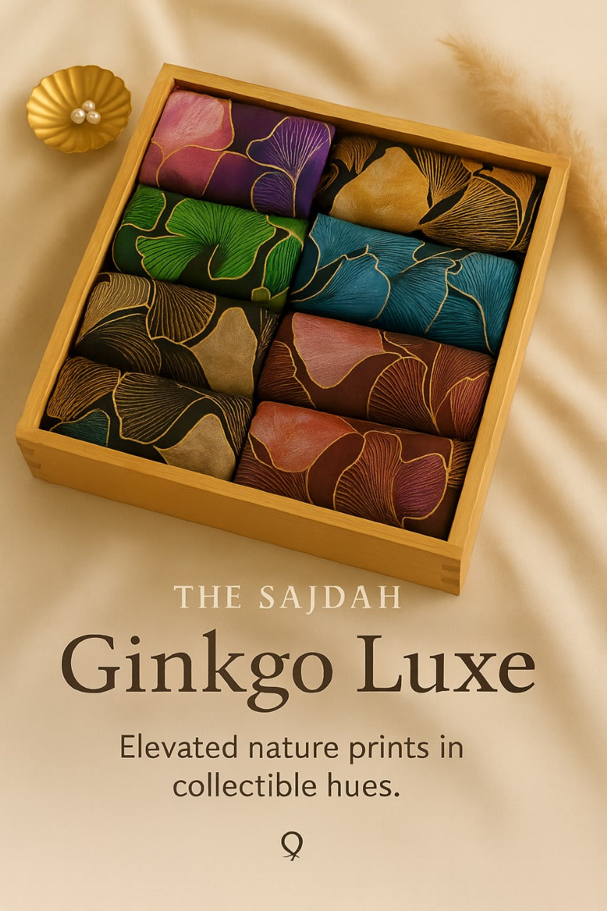 Ginkgo Luxe Collection– Elevated nature prints in collectible hues.