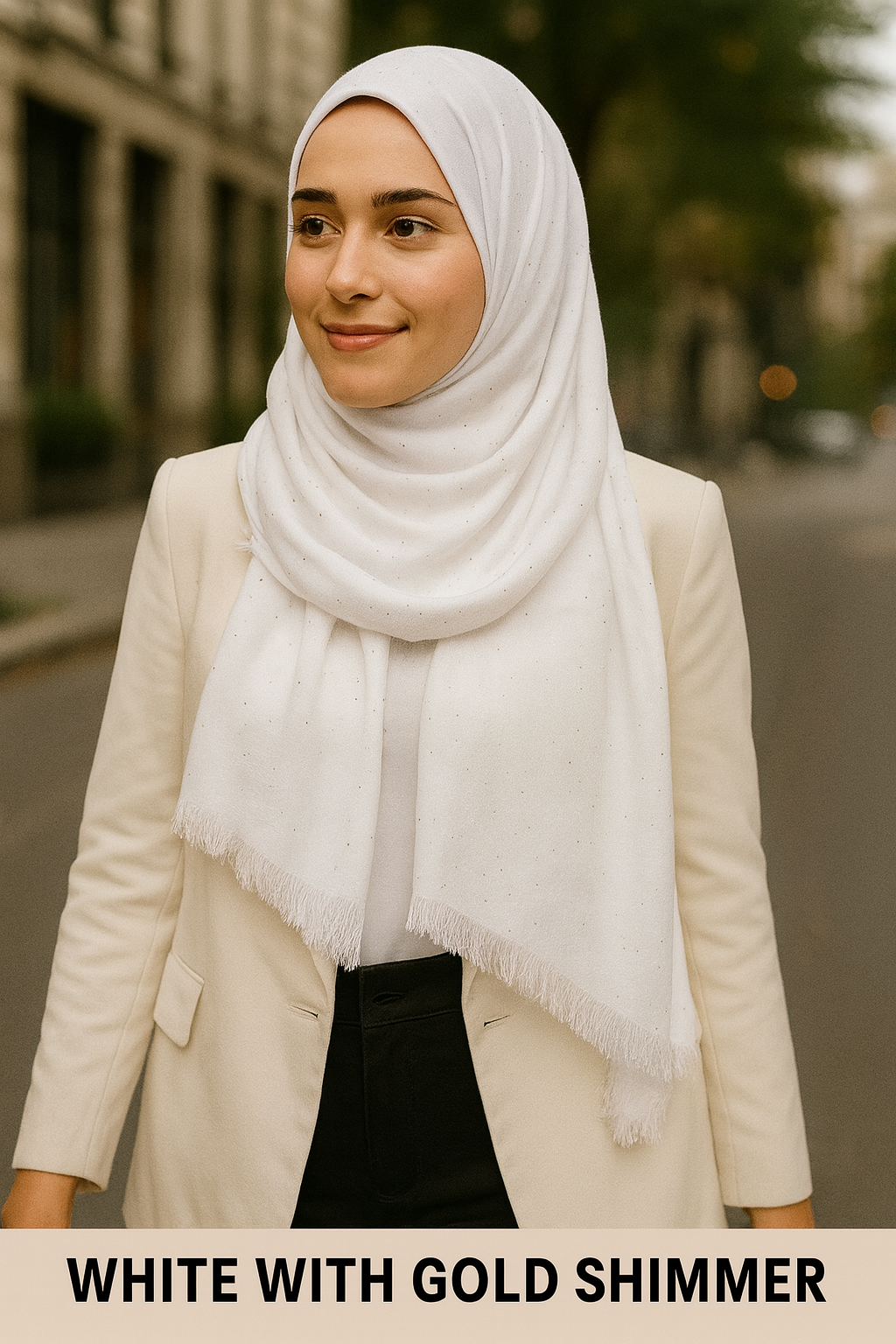 HIJAB WITH GOLD SHIMMER- Cotton Blend Scarf – Perfect for Every Season