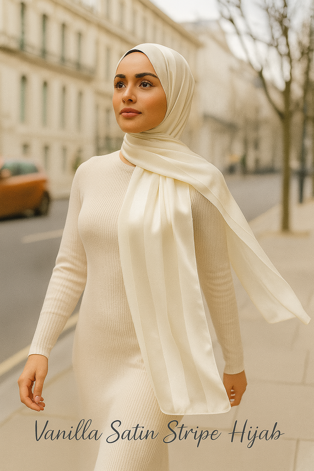 SATIN STRIPE CHIFFON HIJAB- PREMIUM COLLECTION