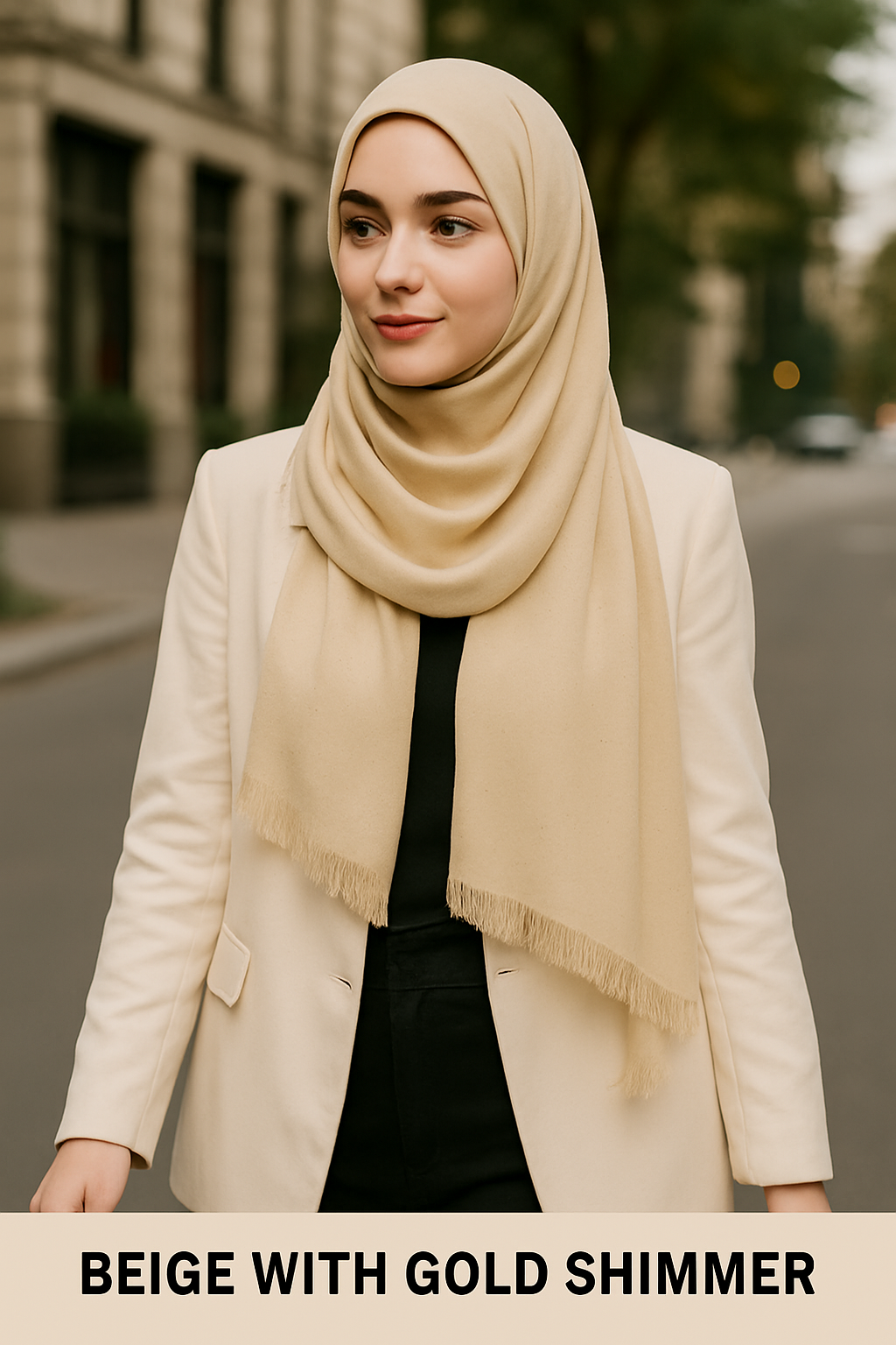 HIJAB WITH GOLD SHIMMER- Cotton Blend Scarf – Perfect for Every Season