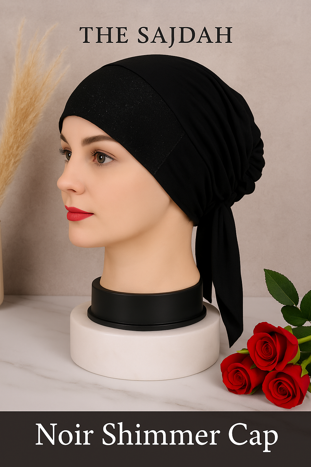 Noir Shimmer Hijab Caps – Elegant & Secure