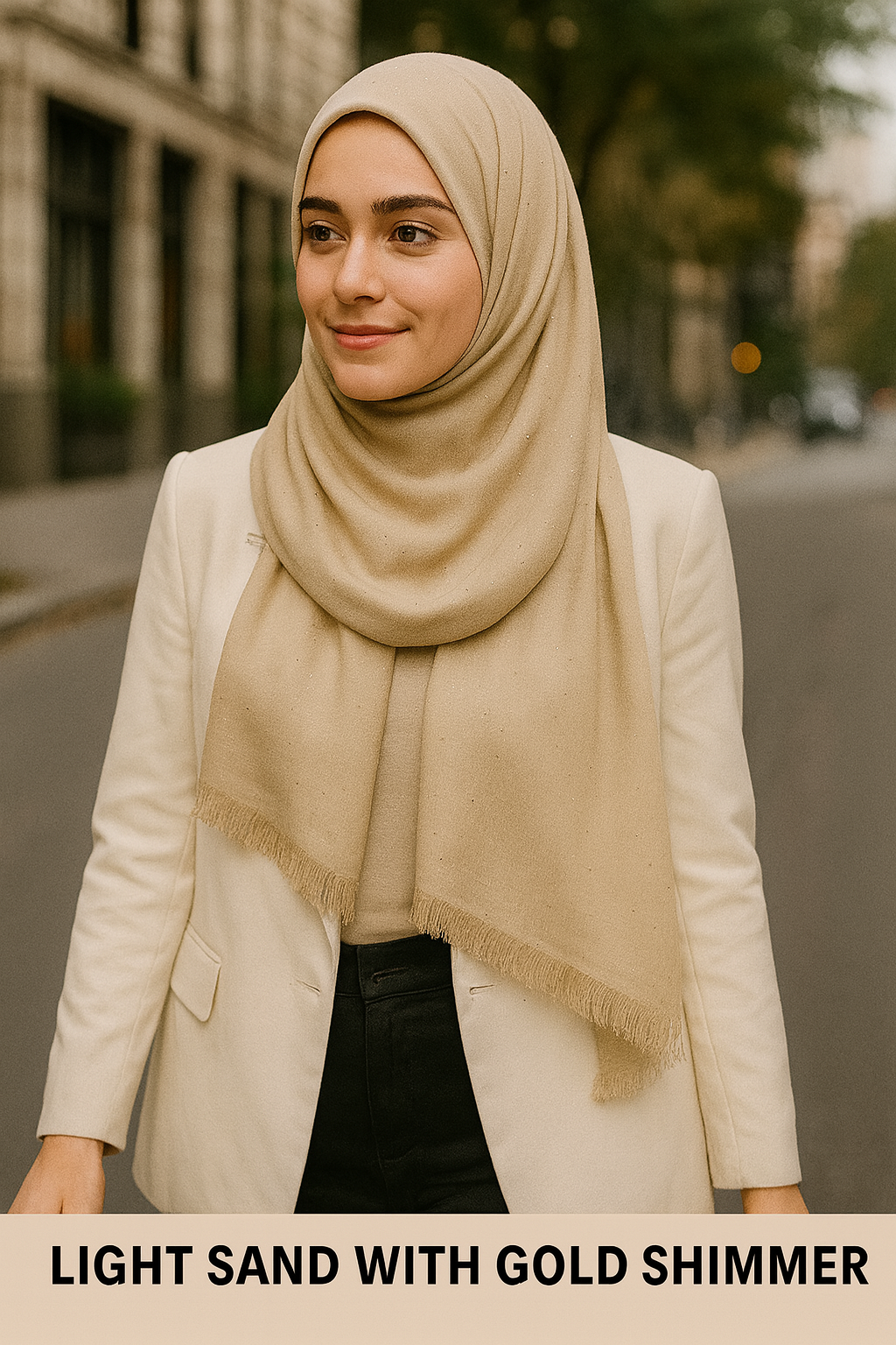 HIJAB WITH GOLD SHIMMER- Cotton Blend Scarf – Perfect for Every Season