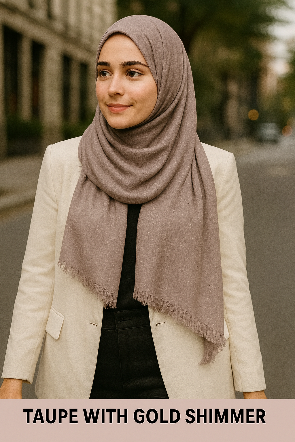HIJAB WITH GOLD SHIMMER- Cotton Blend Scarf – Perfect for Every Season