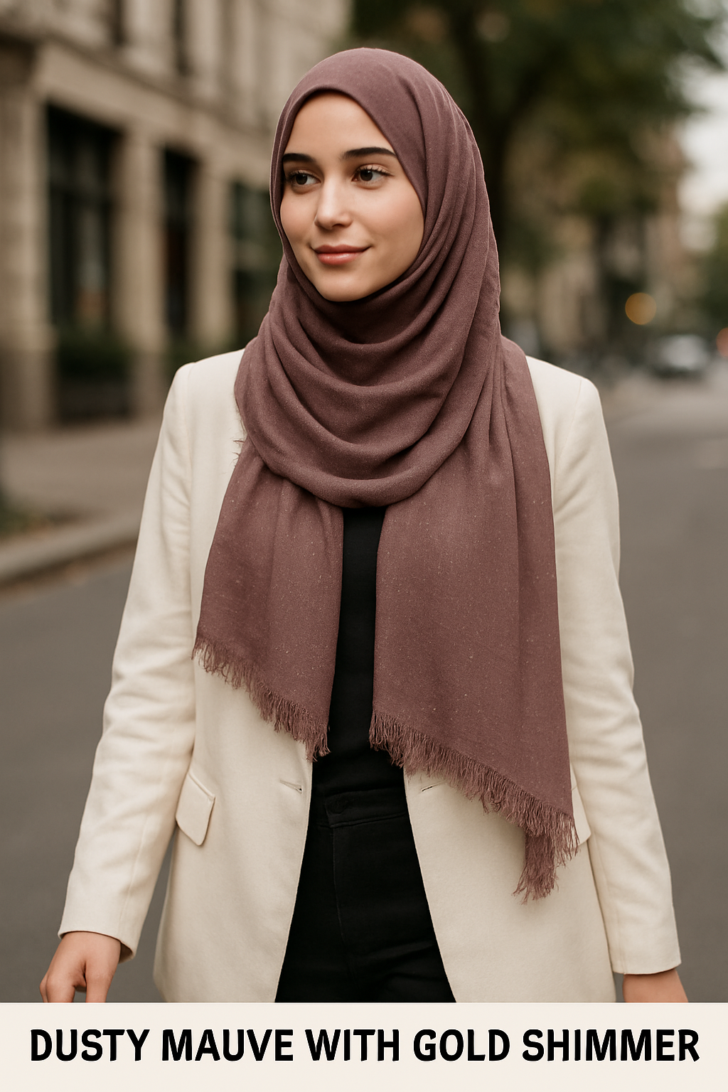 HIJAB WITH GOLD SHIMMER- Cotton Blend Scarf – Perfect for Every Season