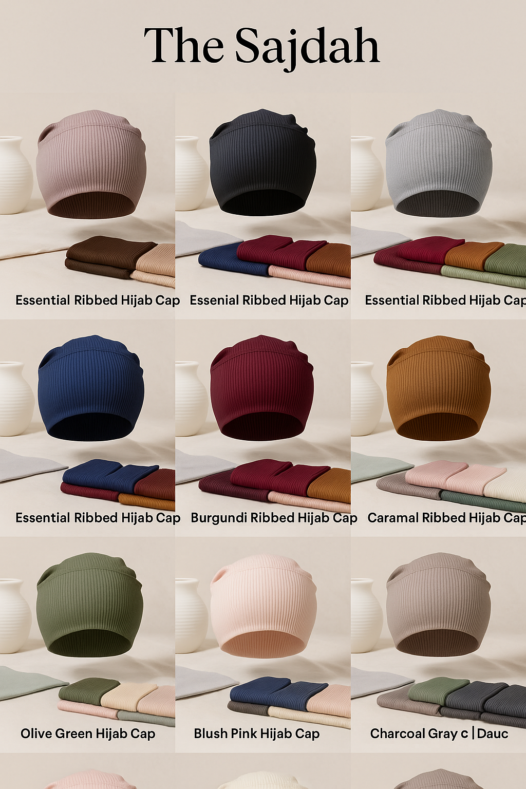 The Sajdah Ribbed Hijab Cap – Bold & Comfortable
