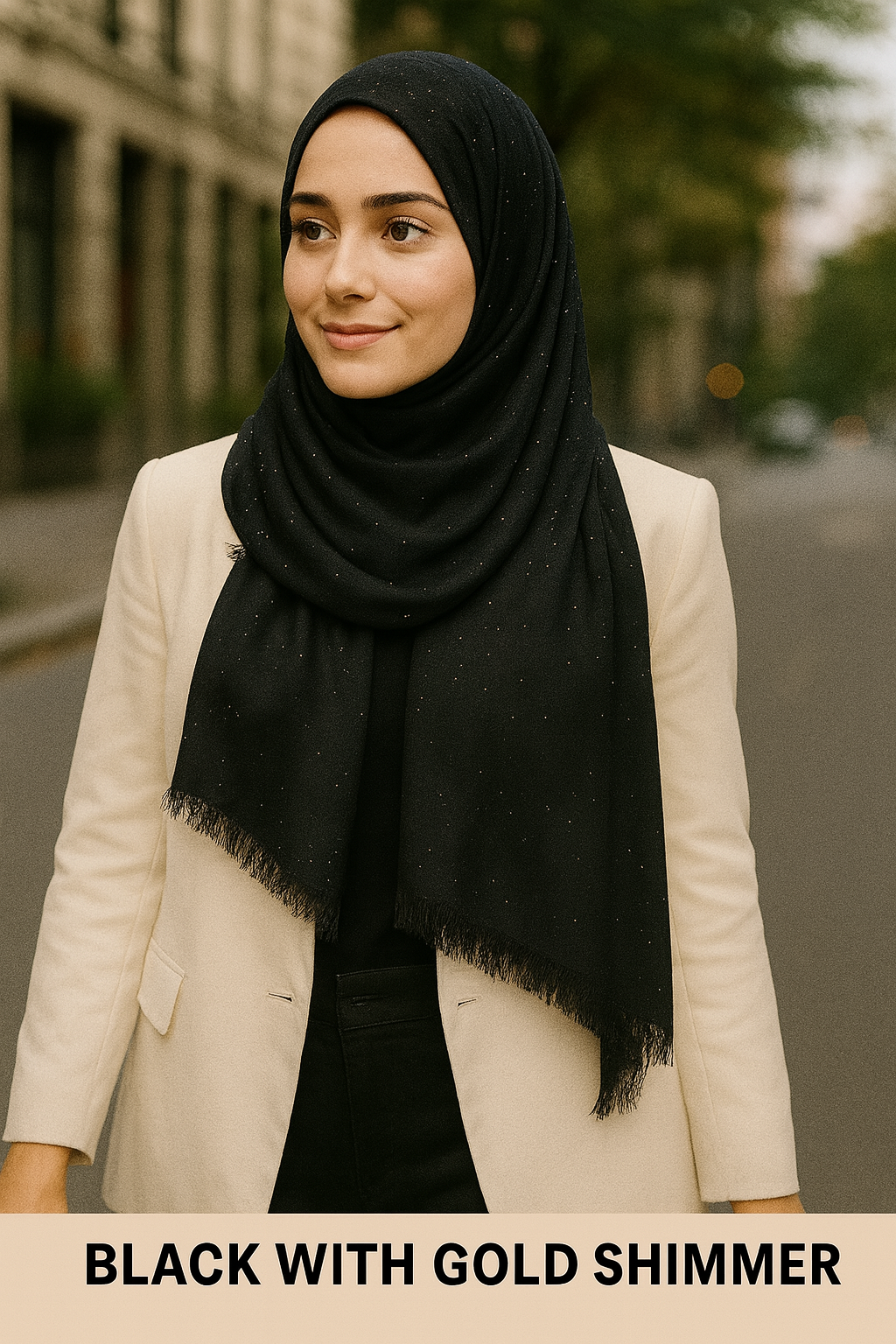 HIJAB WITH GOLD SHIMMER- Cotton Blend Scarf – Perfect for Every Season