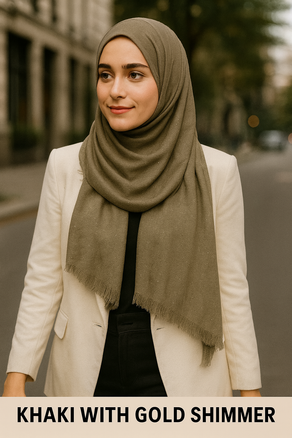 HIJAB WITH GOLD SHIMMER- Cotton Blend Scarf – Perfect for Every Season