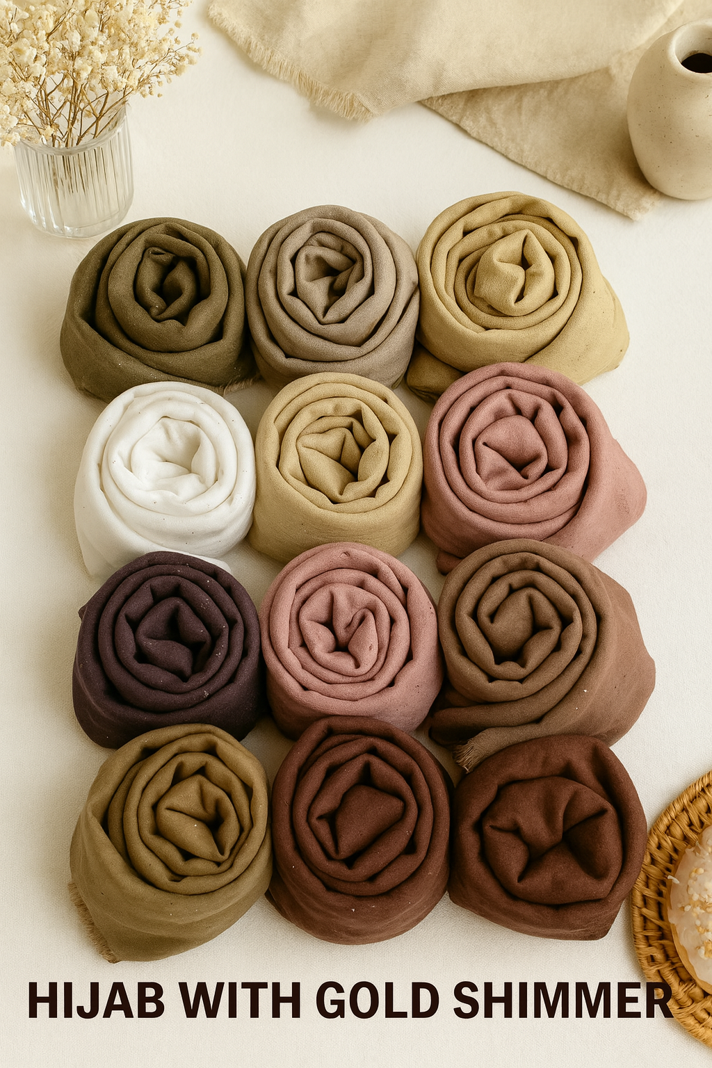 HIJAB WITH GOLD SHIMMER- Cotton Blend Scarf – Perfect for Every Season