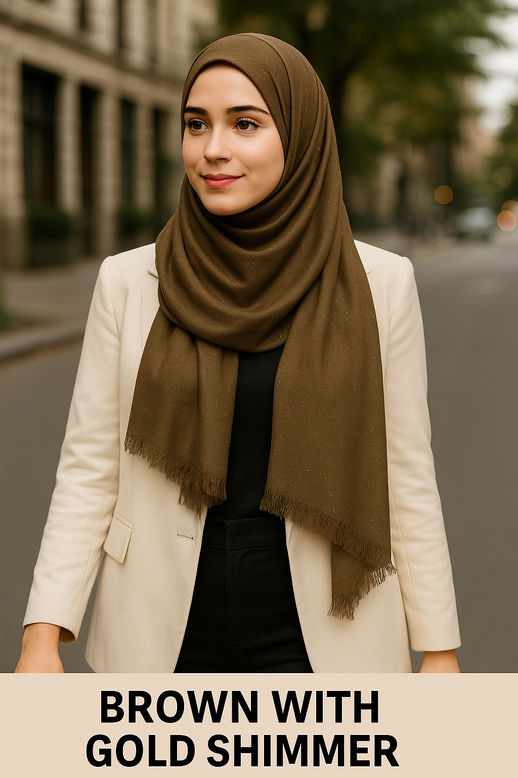 HIJAB WITH GOLD SHIMMER- Cotton Blend Scarf – Perfect for Every Season