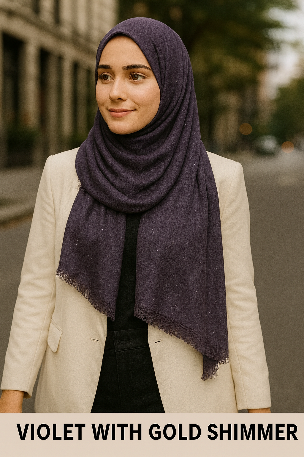 HIJAB WITH GOLD SHIMMER- Cotton Blend Scarf – Perfect for Every Season