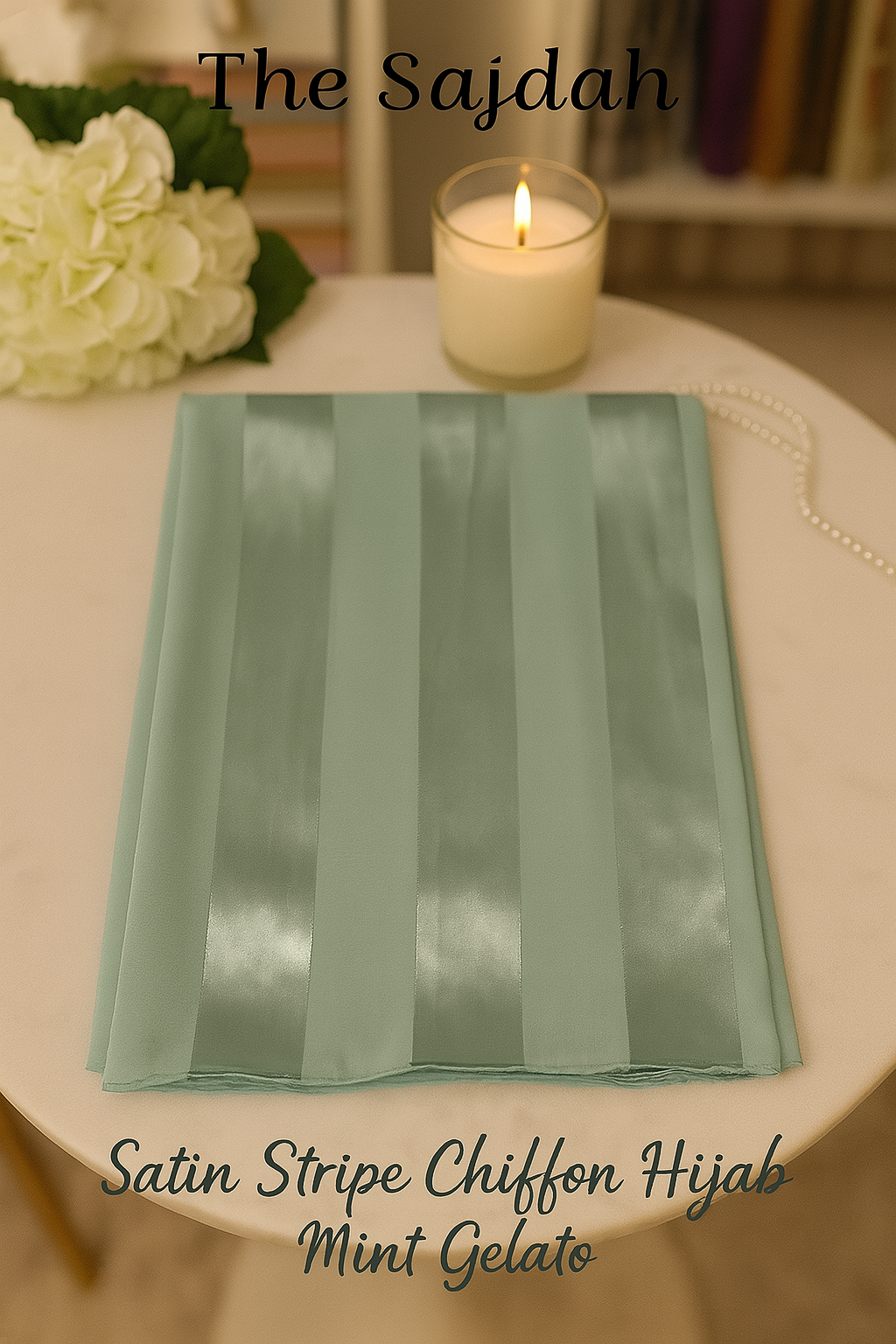 SATIN STRIPE CHIFFON HIJAB- PREMIUM COLLECTION