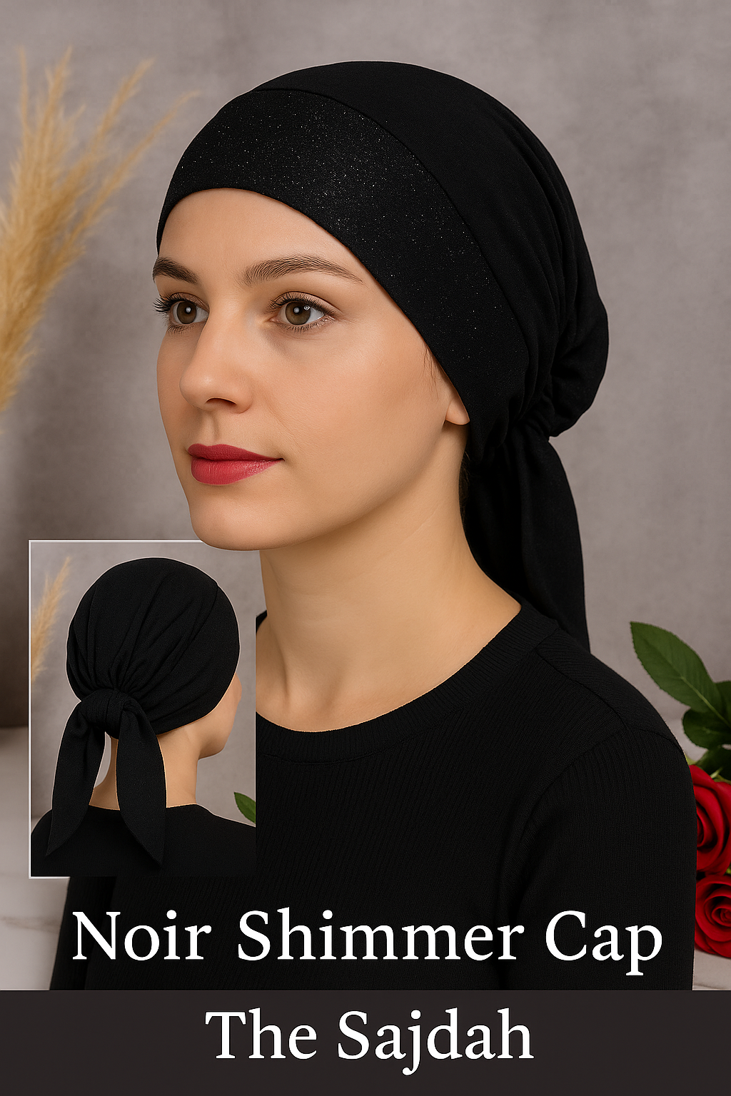 Noir Shimmer Hijab Caps – Elegant & Secure