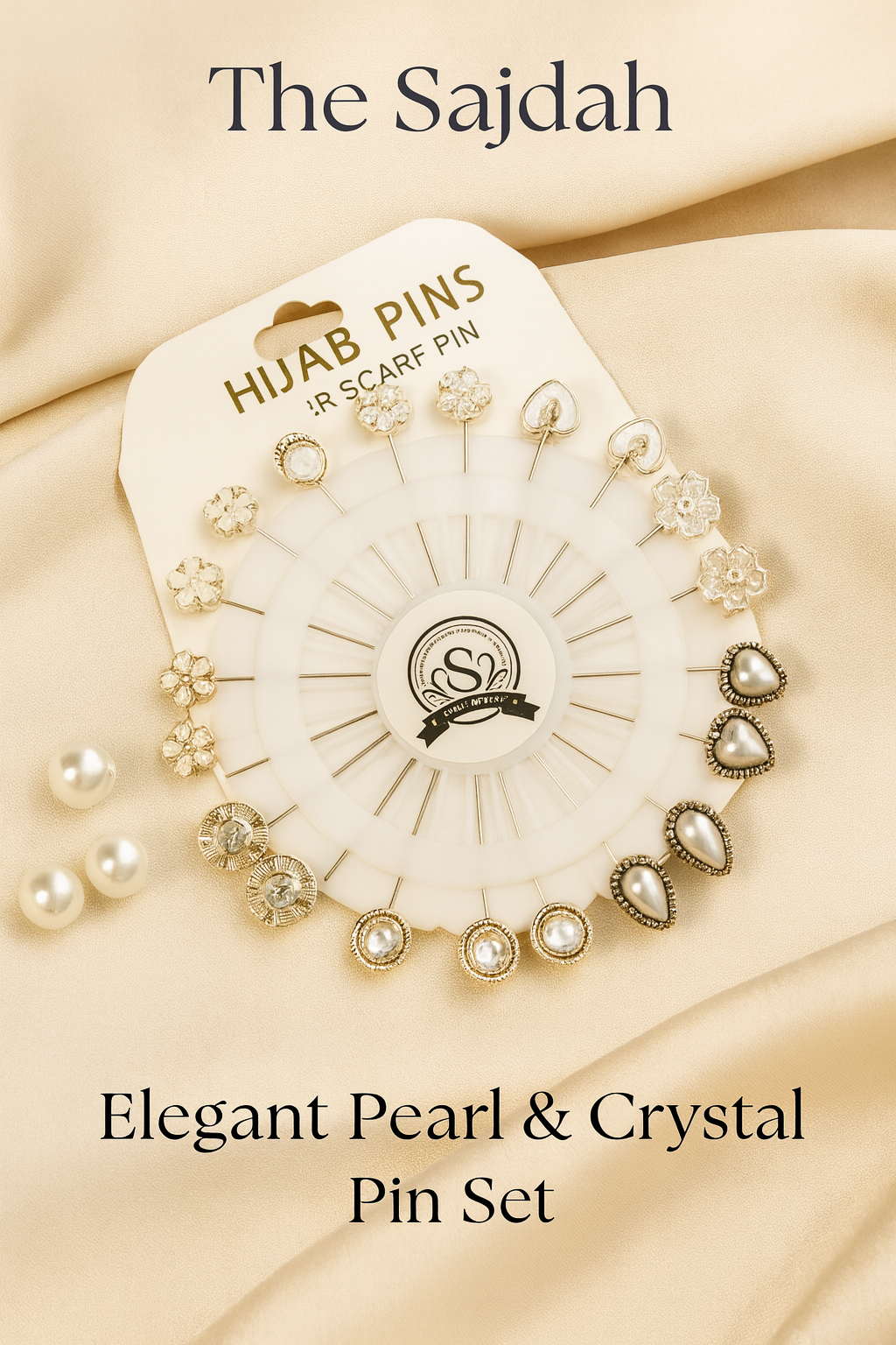 Elegant Pearl & Crystal - Premium Hijab Pins Set