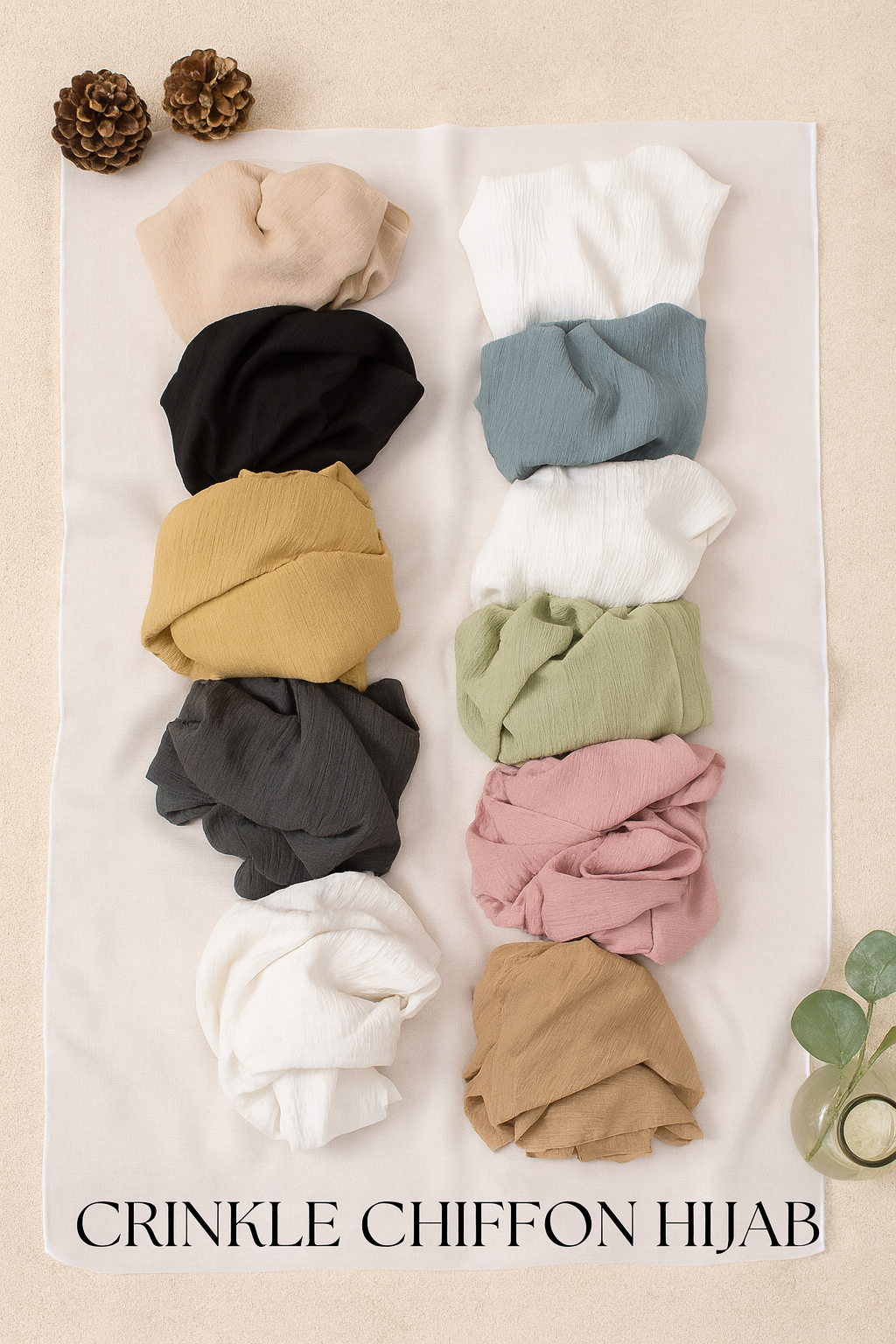 CRINKLE CHIFFON- Elegant Satin Scarf